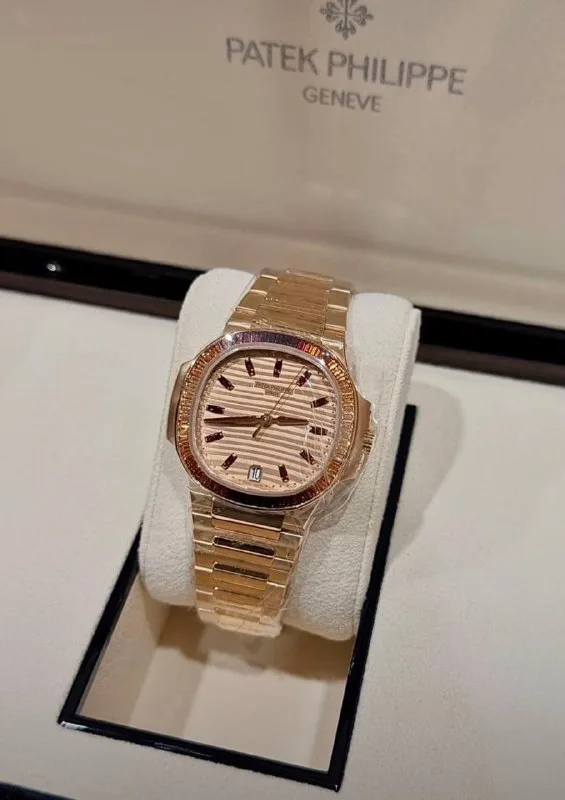 Patek Philippe Nautilus — Rose Gold & Baguette-Set Bezel
